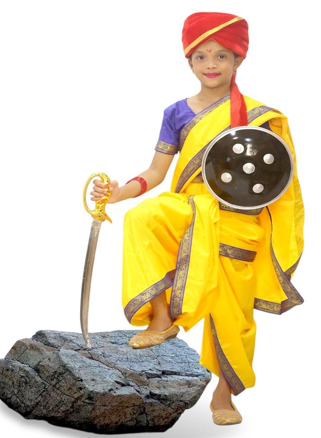 TWINKLE TOTS Rani Lakxmi Bai Dress for Girls Kids Costume With Complete Accessories Jhansi Ki Rani Costume - Image 1